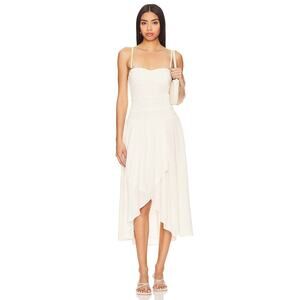 Free People NWT Sparkling Drop Waist Moment Smocked Maxi Dress White Sz Medium